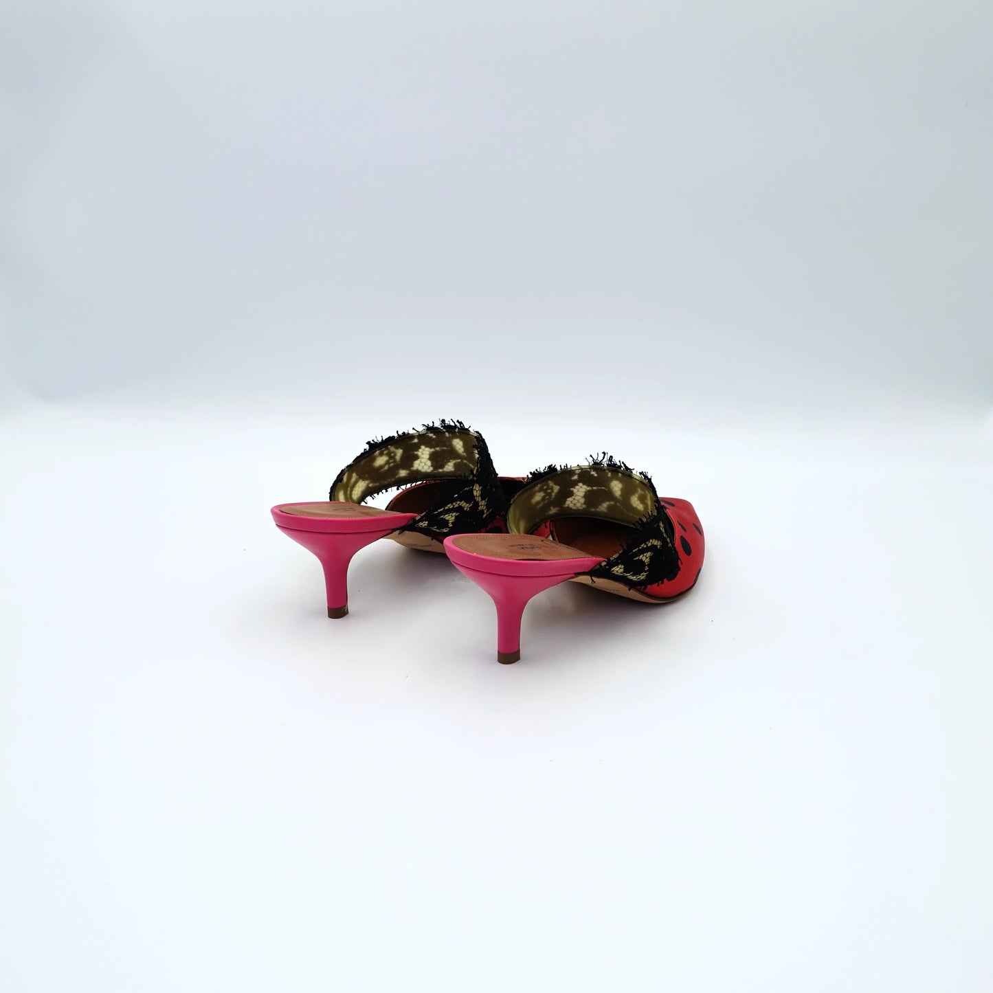 Malone Souliers x Emanuel Ungaro Pink Polka Dot Satin Mules EU36