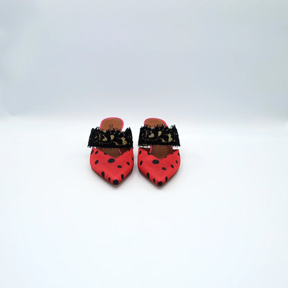 Malone Souliers x Emanuel Ungaro Pink Polka Dot Satin Mules EU36