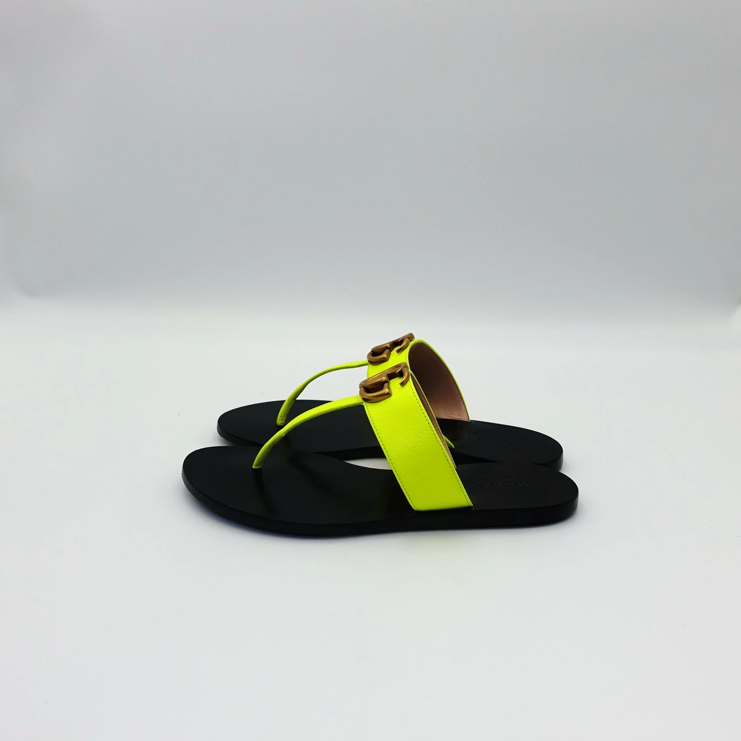 Gucci Neon Yellow Leather GG Marmont Flats EU35.5