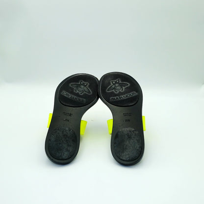 Gucci Neon Yellow Leather GG Marmont Flats EU35.5