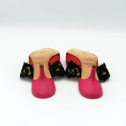 Malone Souliers x Emanuel Ungaro Pink Polka Dot Satin Mules EU36
