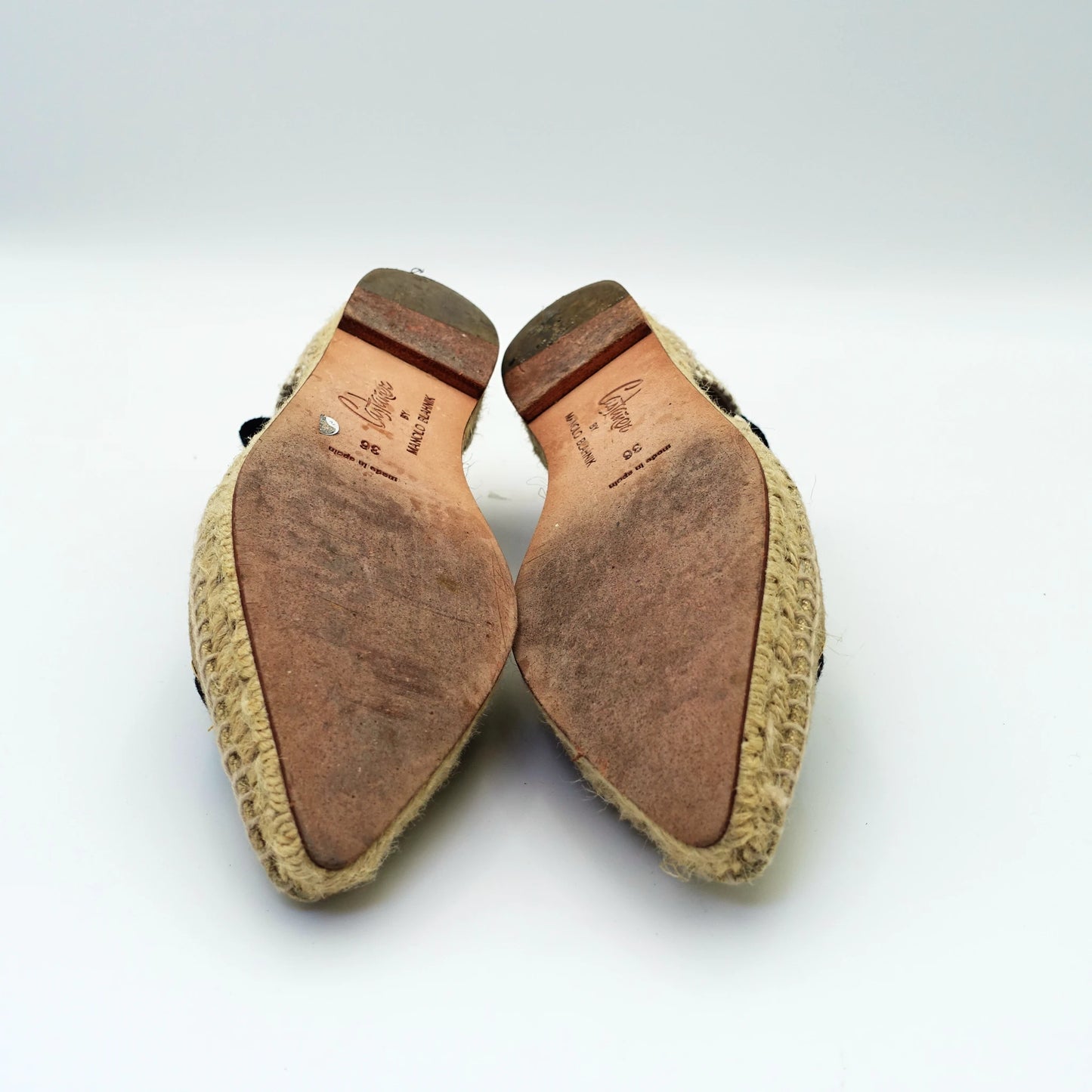 Manolo Blahnik x Castañer Raffia Espadrilles with Ribbon EU36