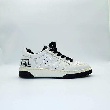 Chanel Black & White Low Top Lace Up Sneakers EU 36