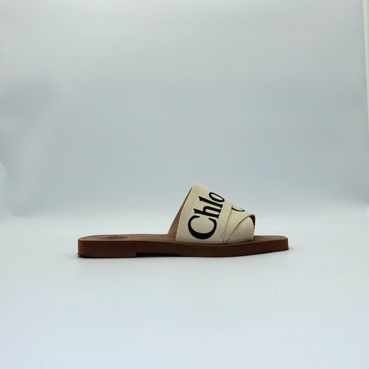 Chloé Woody Logo Canvas Slides EU36