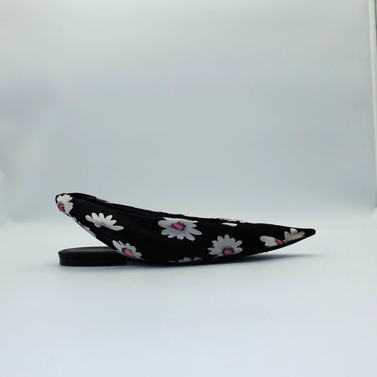 Balenciaga Floral Print Knife Slingback Flats EU35