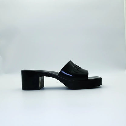 Gucci Rubber Logo Block Heel Mules EU36