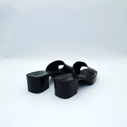 Gucci Rubber Logo Block Heel Mules EU36