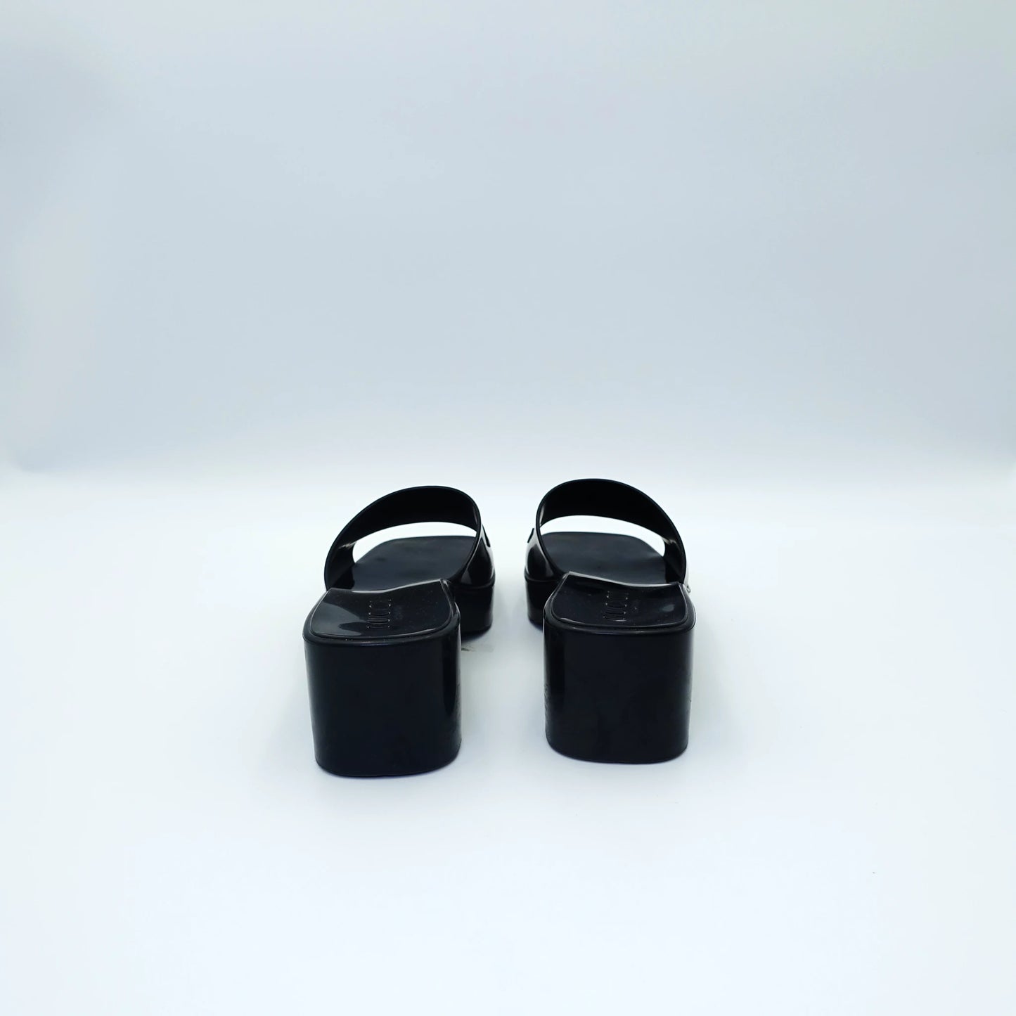Gucci Rubber Logo Block Heel Mules EU36