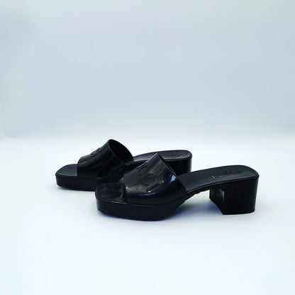 Gucci Rubber Logo Block Heel Mules EU36
