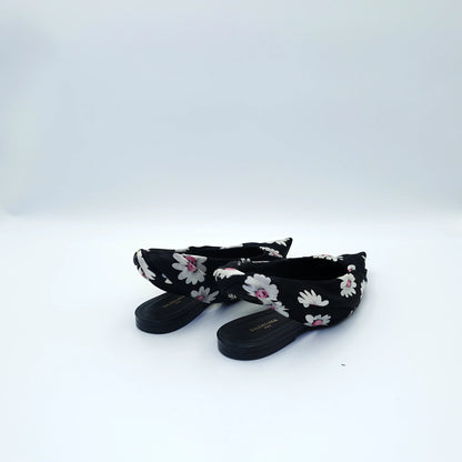 Balenciaga Floral Print Knife Slingback Flats EU35