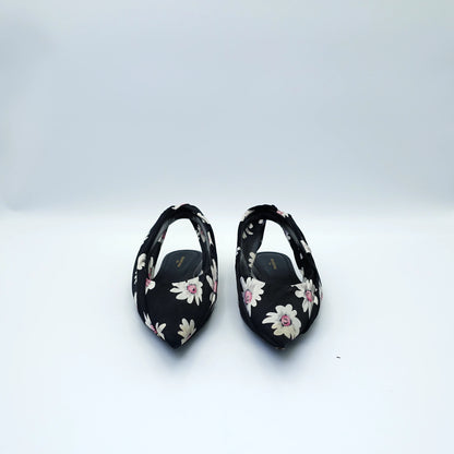 Balenciaga Floral Print Knife Slingback Flats EU35