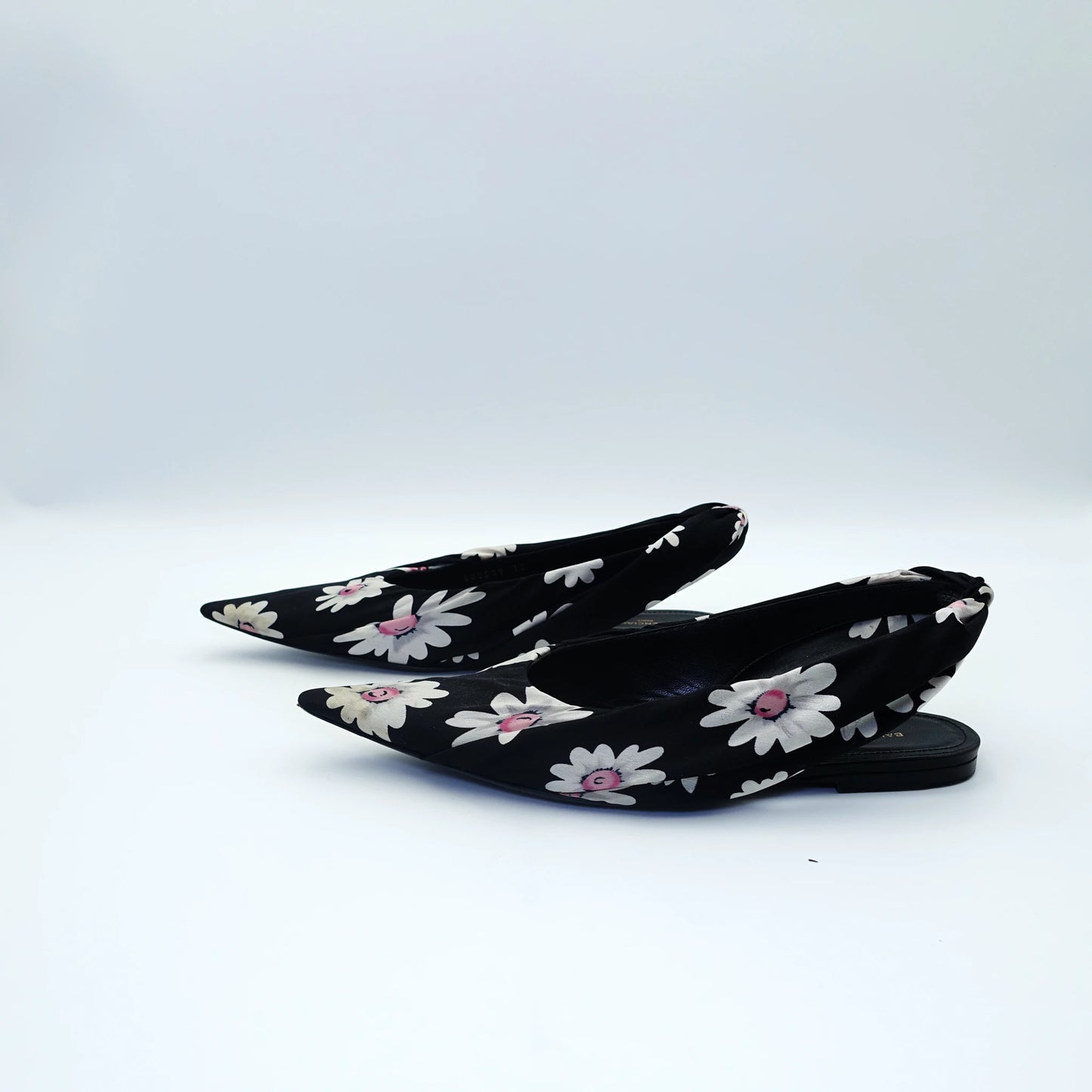 Balenciaga Floral Print Knife Slingback Flats EU35