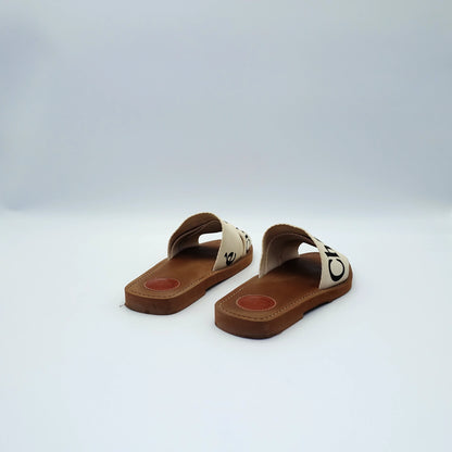 Chloé Woody Logo Canvas Slides EU36