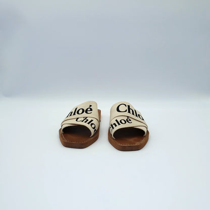 Chloé Woody Logo Canvas Slides EU36