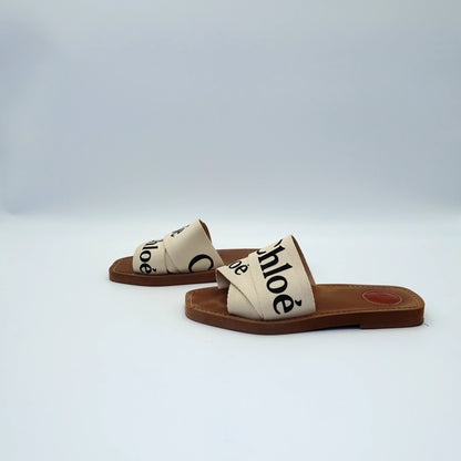 Chloé Woody Logo Canvas Slides EU36