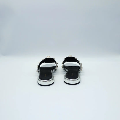 Balenciaga Arena Studded Sandals in Metallic Mirror Silver EU36.5