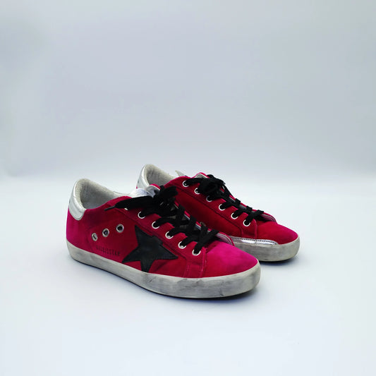 Golden Goose Super-Star Velvet Sneakers in Fuchsia EU36