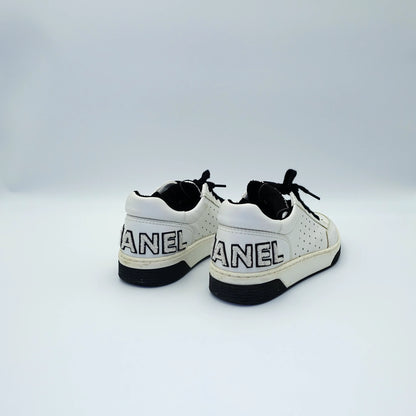 Chanel Black & White Low Top Lace Up Sneakers EU 36