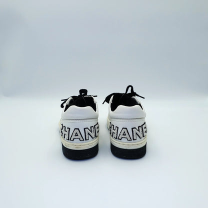 Chanel Black & White Low Top Lace Up Sneakers EU 36