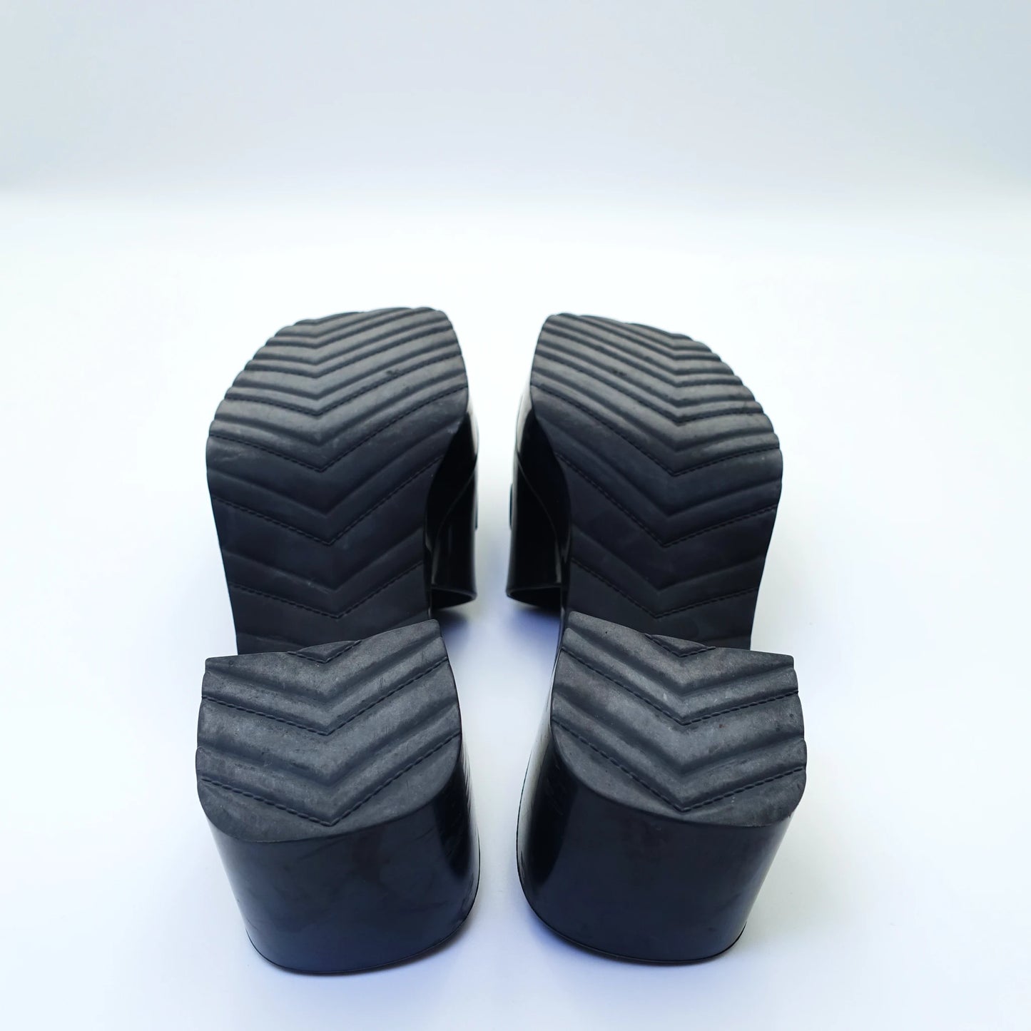 Gucci Rubber Logo Block Heel Mules EU36