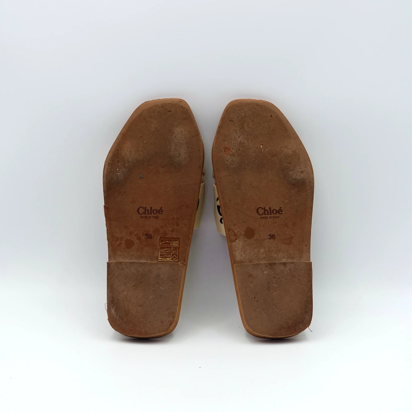 Chloé Woody Logo Canvas Slides EU36