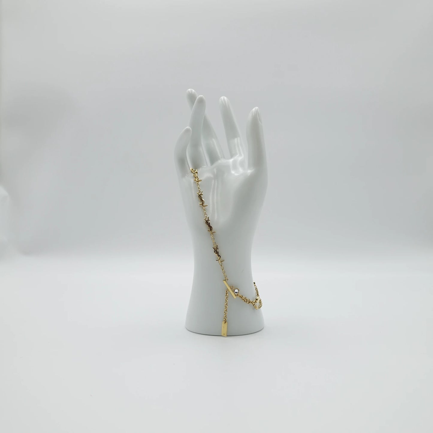 *BRAND NEW*Saint Laurent Rhinestone Multi-Chain Bracelet