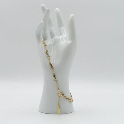 *BRAND NEW*Saint Laurent Rhinestone Multi-Chain Bracelet