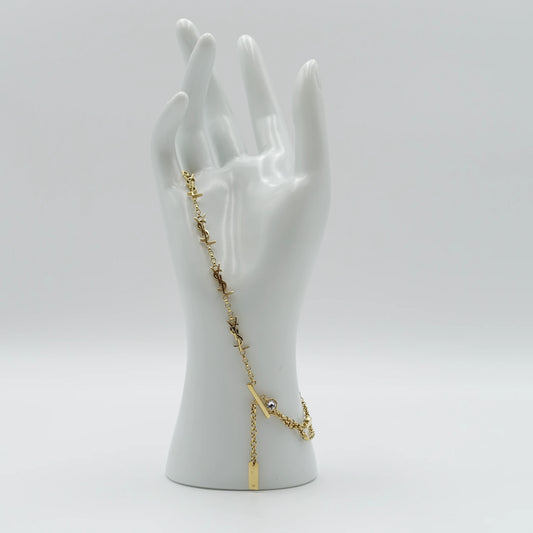 *BRAND NEW*Saint Laurent Rhinestone Multi-Chain Bracelet