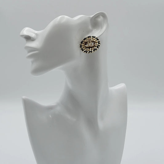 *RARE*Chanel Round CC Chain Link Earrings