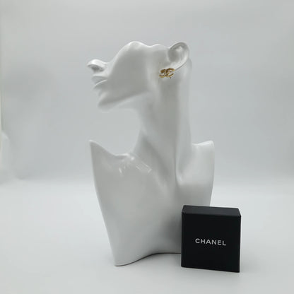 Chanel Crystal CC Stud Earrings in Gold Tone