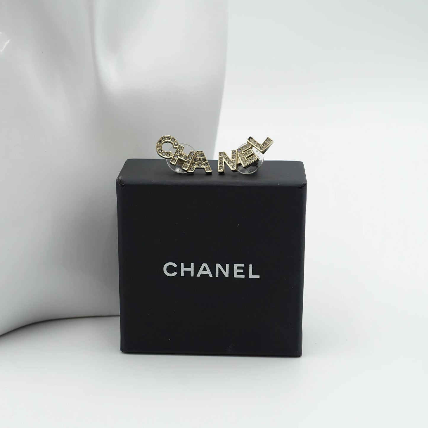 *RARE* Chanel Rhinestone Logo “CHANEL” Statement Stud Earrings