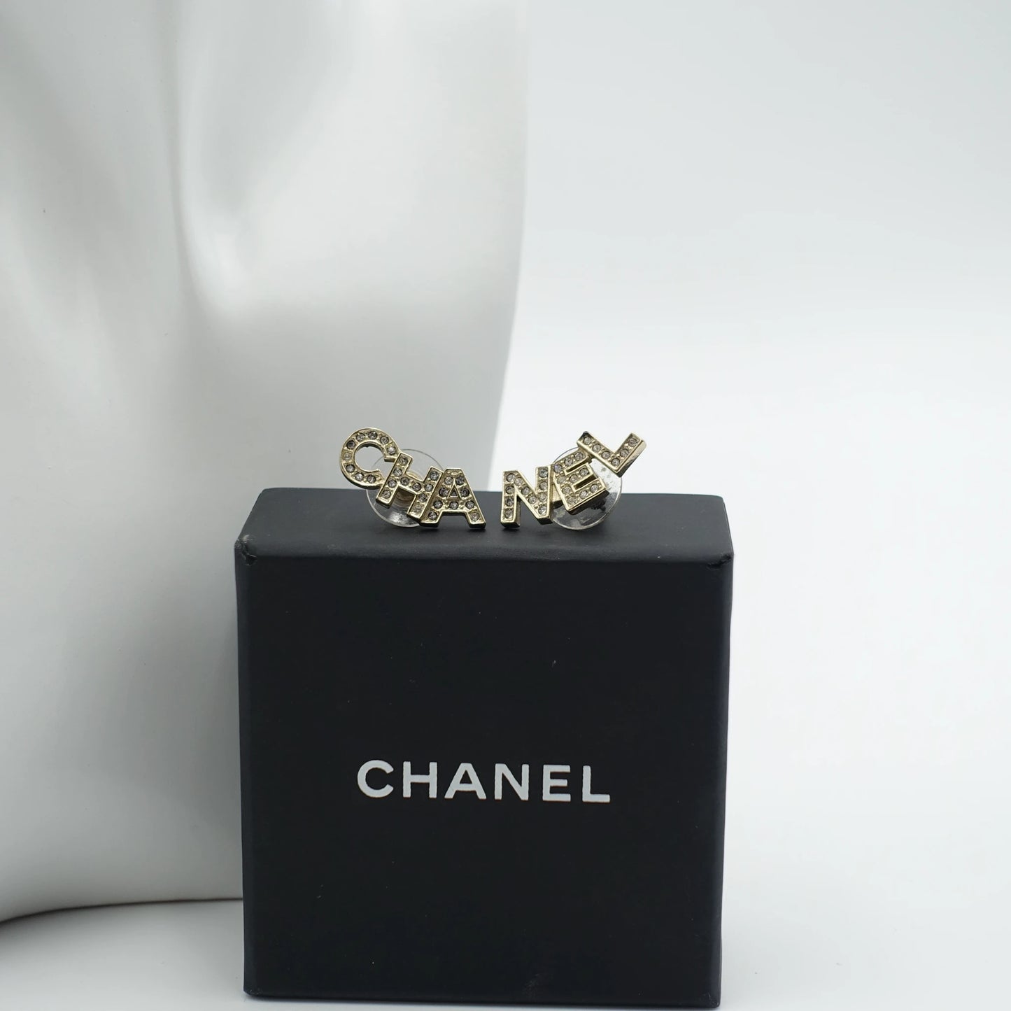 *RARE* Chanel Rhinestone Logo “CHANEL” Statement Stud Earrings