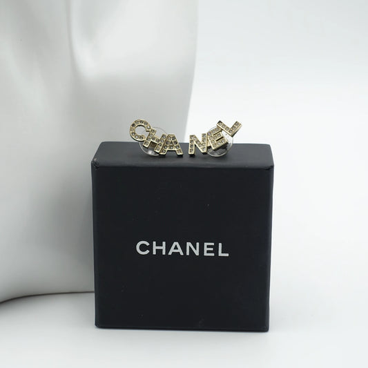 *RARE* Chanel Rhinestone Logo “CHANEL” Statement Stud Earrings