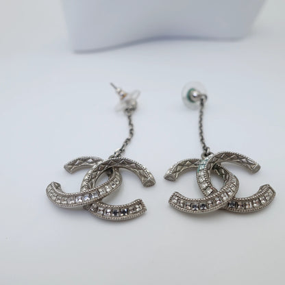 Chanel Crystal CC Drop Earrings with Crystals