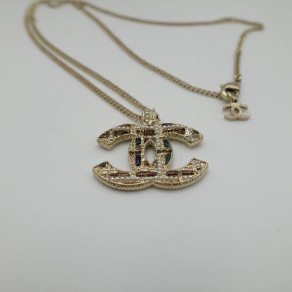 *BRAND NEW*Chanel Large Multicolour CC Beaded & Crystal Pendant Necklace