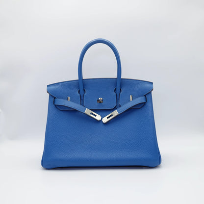 *HOT BUY* Hermes Birkin 30 Blue Mykonos in Clemence Leather with Palladium Hardware