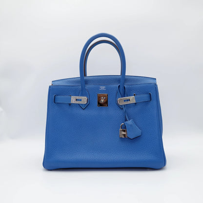 *HOT BUY* Hermes Birkin 30 Blue Mykonos in Clemence Leather with Palladium Hardware