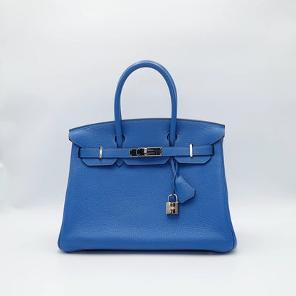 *HOT BUY* Hermes Birkin 30 Blue Mykonos in Clemence Leather with Palladium Hardware