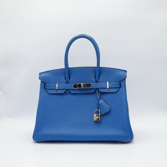 *HOT BUY* Hermes Birkin 30 Blue Mykonos in Clemence Leather with Palladium Hardware