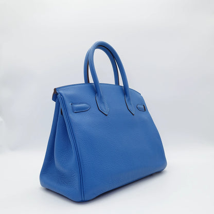 *HOT BUY* Hermes Birkin 30 Blue Mykonos in Clemence Leather with Palladium Hardware