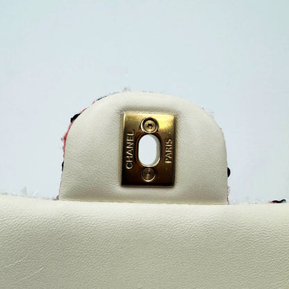 Chanel Mini White Multicolor Tweed Sequin Single Flap Bag