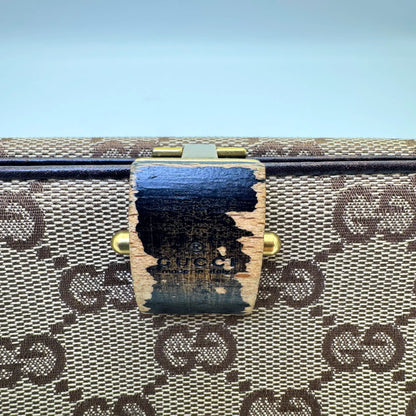 Gucci Vintage GG Supreme Long Wallet with Bamboo Clasp