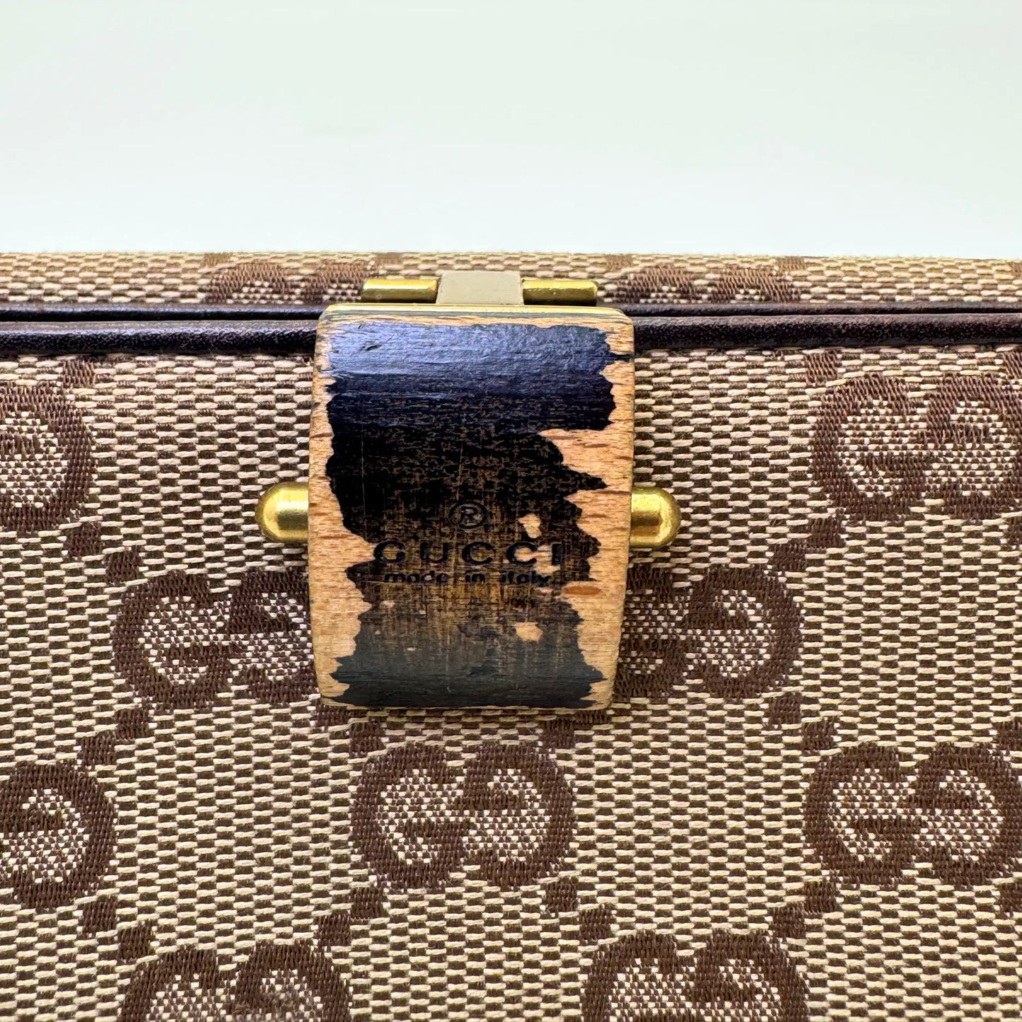 Gucci Vintage GG Supreme Long Wallet with Bamboo Clasp